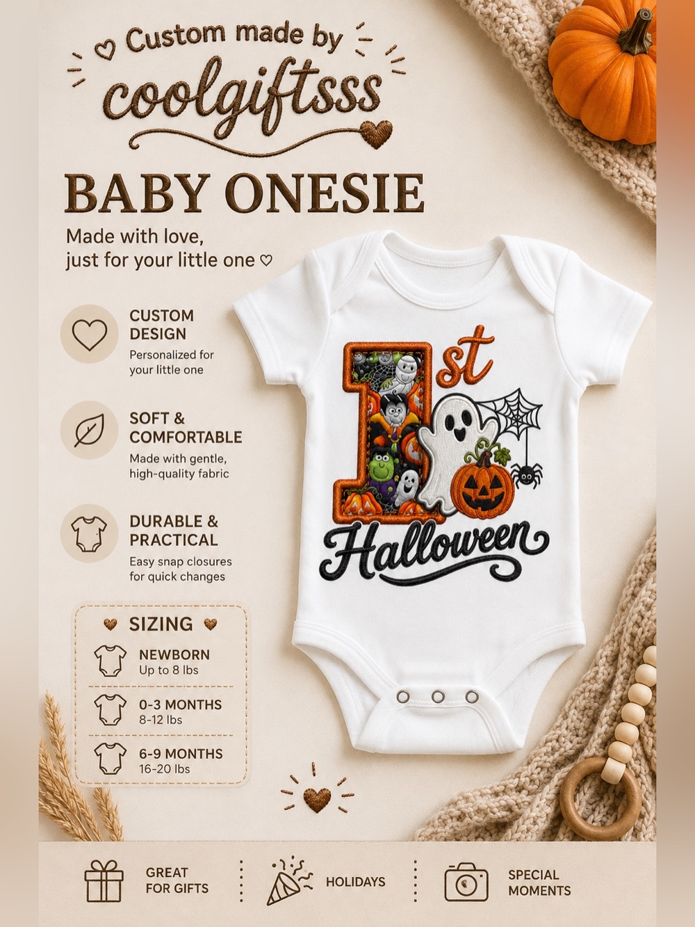 White "1st Halloween" Baby Onesie